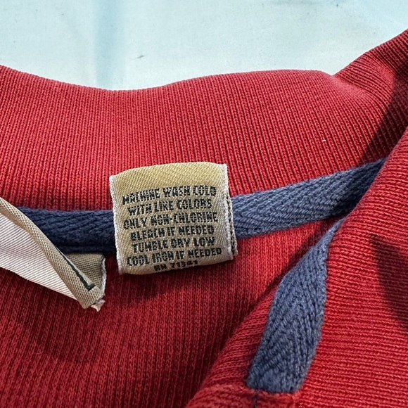LL Bean Polo Shirt Mens Medium Red Mini Waffle Knit Casual Work Outdoor Thermal. - Picture 6 of 10